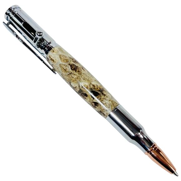 Bolt Action Ball Point Pen Rifle Handmade Silver Brass Dessert Acrylic Resin - Picture 1 of 7